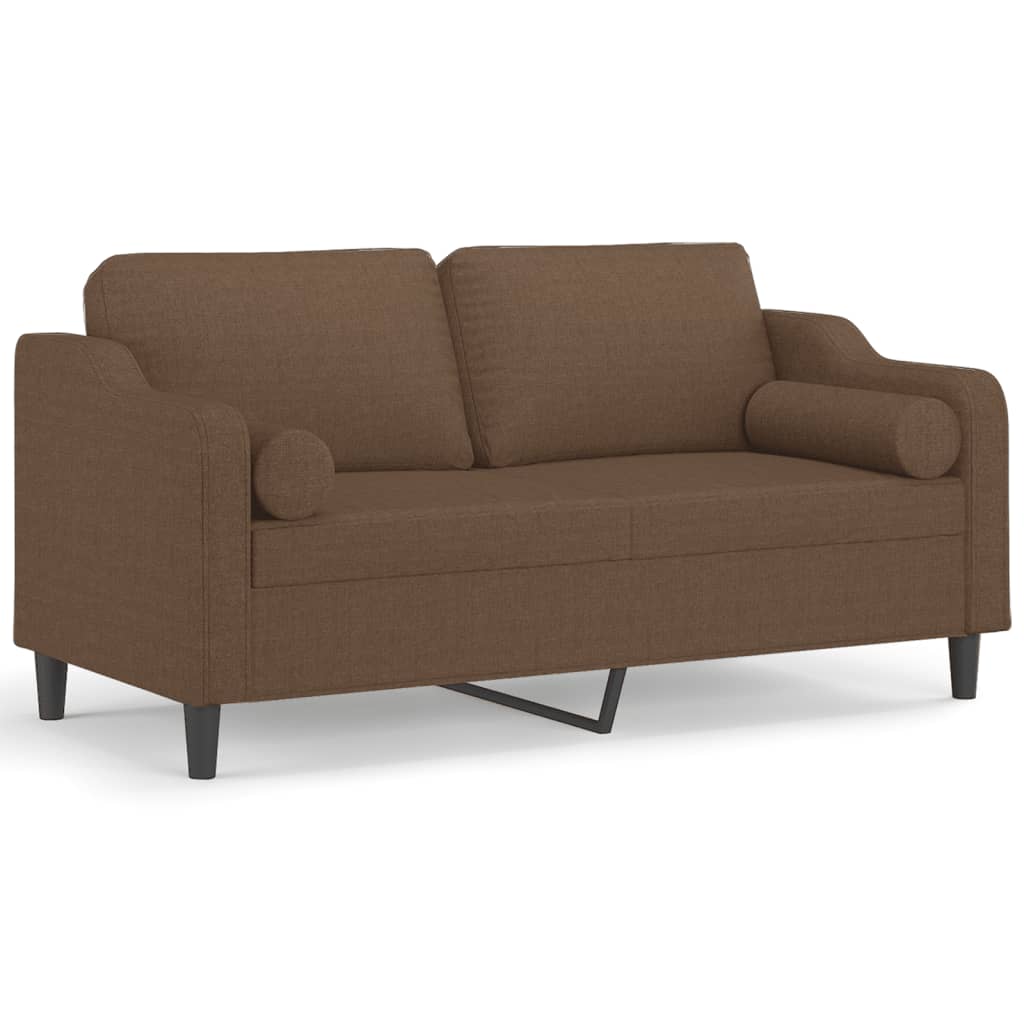 2-Sitzer-Sofa mit Zierkissen Braun 120 cm Stoff
