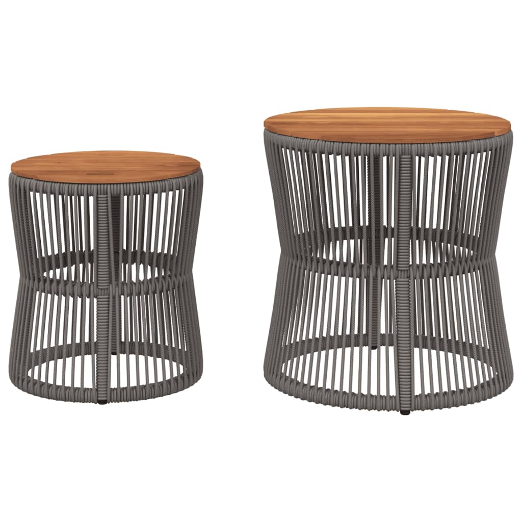 Garten-Beistelltische 2 Stk. mit Holzplatte Schwarz Poly Rattan