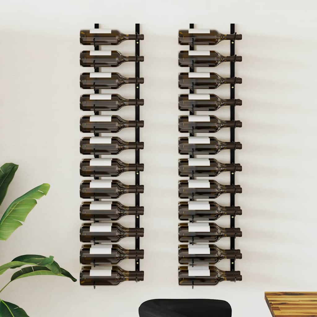 Wand-Weinregal für 24 Flaschen Schwarz Eisen