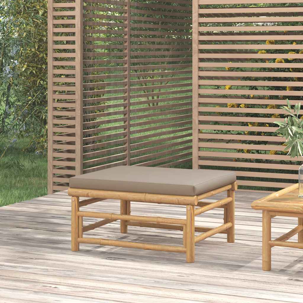3-tlg. Garten-Lounge-Set mit Hellgrauen Kissen Bambus