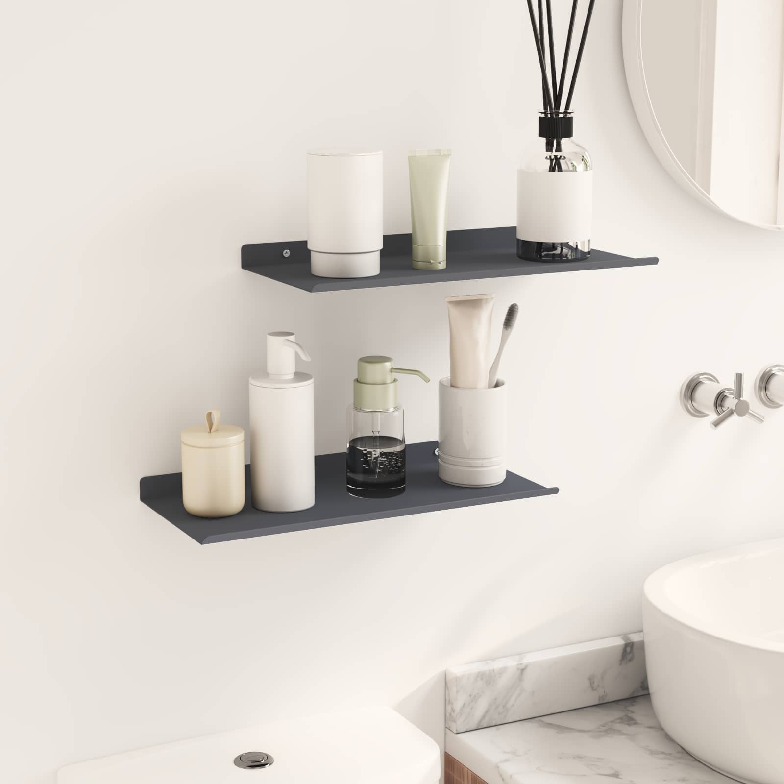 Schwebendes Regal 3 pcs Schwarz 40 x 9 x 2,5 cm Stahl