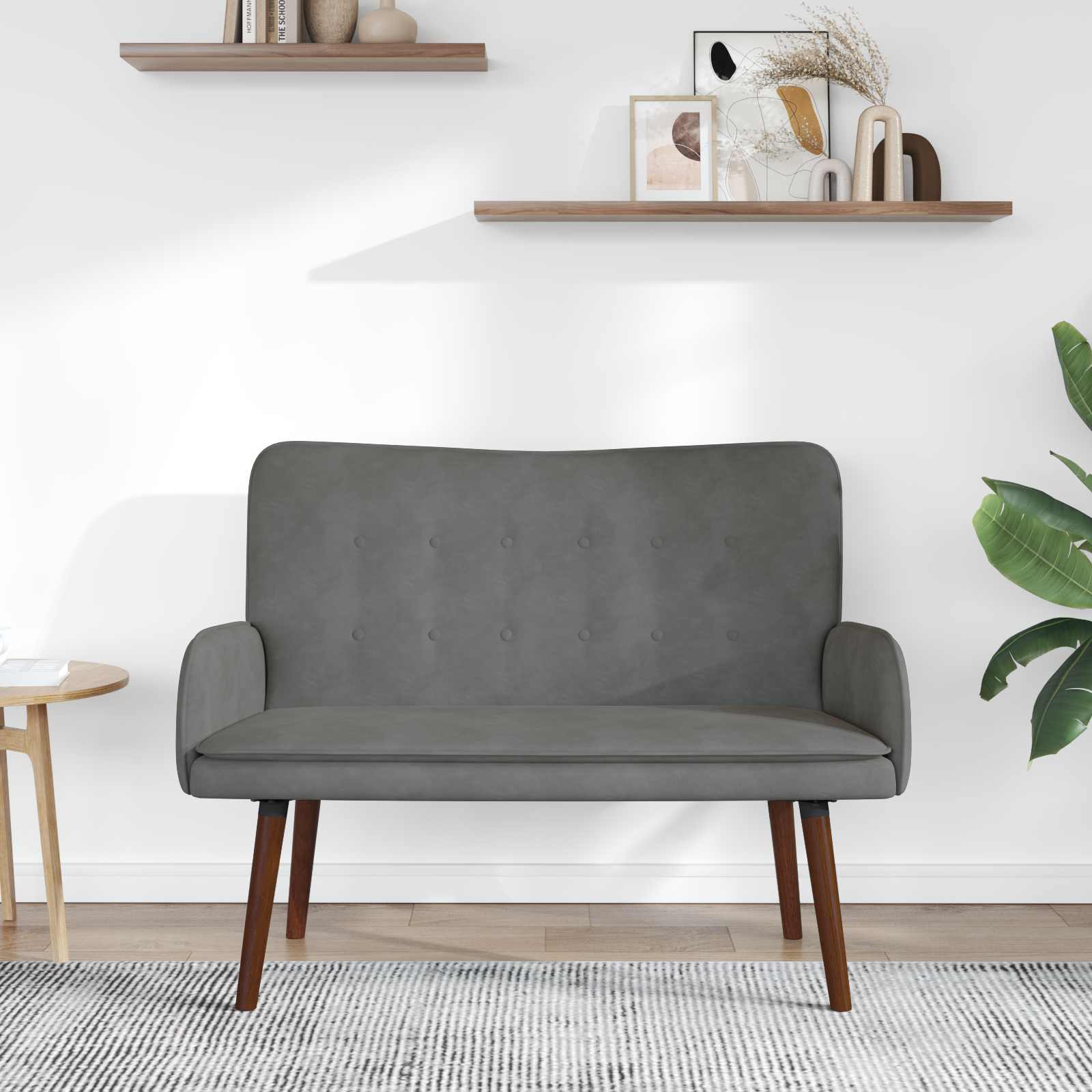 2-Sitzer Sofa Hellgrau 115 x 61 x 87 cm Samt (V)
