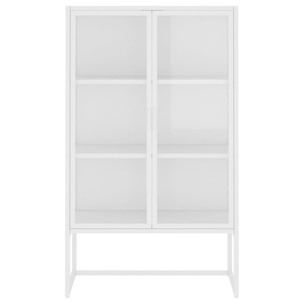 Highboard Schwarz 80x35x135 cm Stahl und Gehärtetes Glas