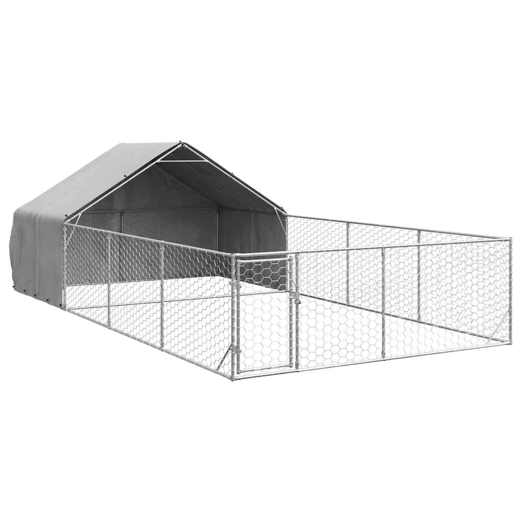 Outdoor-Hundezwinger mit Auslauf 3x3x1,9 m Verzinkter Stahl