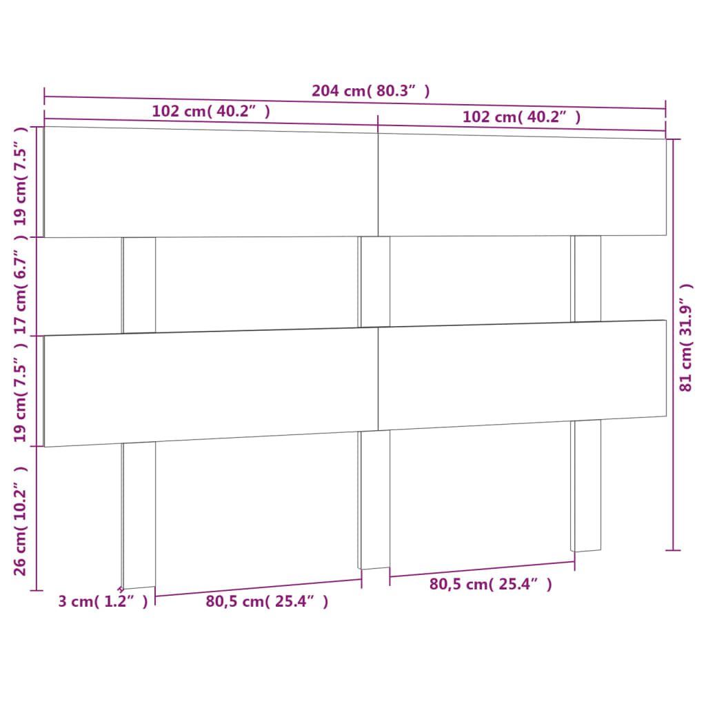 Bett-Kopfteil 78,5x3x81 cm Massivholz Kiefer