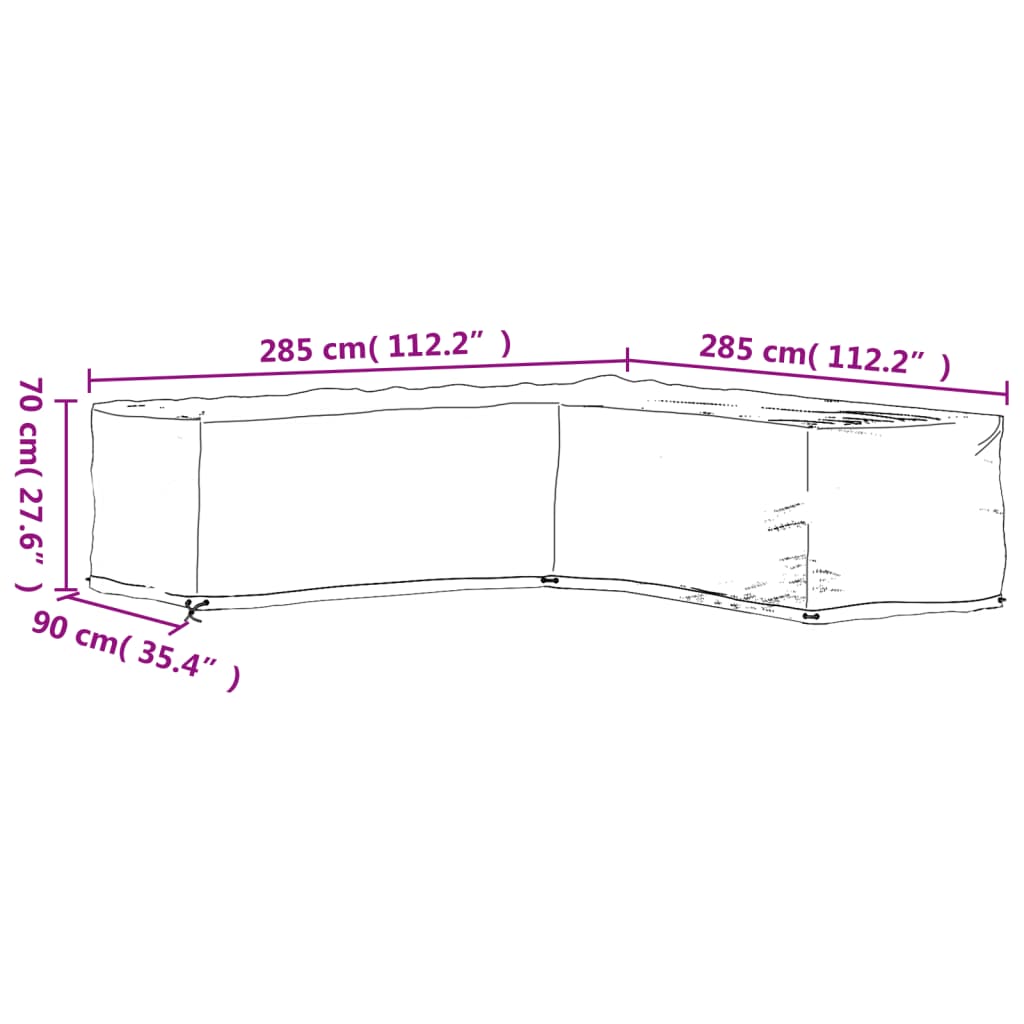 Gartenmöbel-Abdeckungen 2 Stk. L-Form 12 Ösen 250x250x90 cm