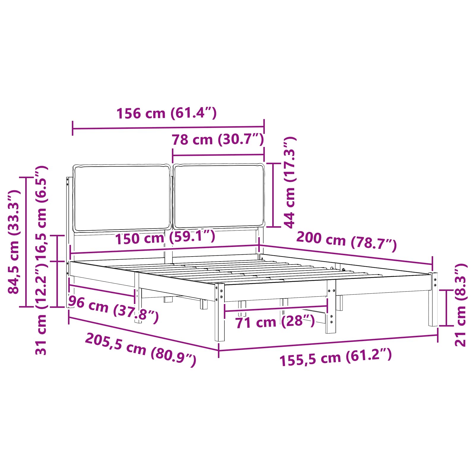 Bettgestell mit gepolstertem Kopfteil Hellgrau 200 x 200 cm