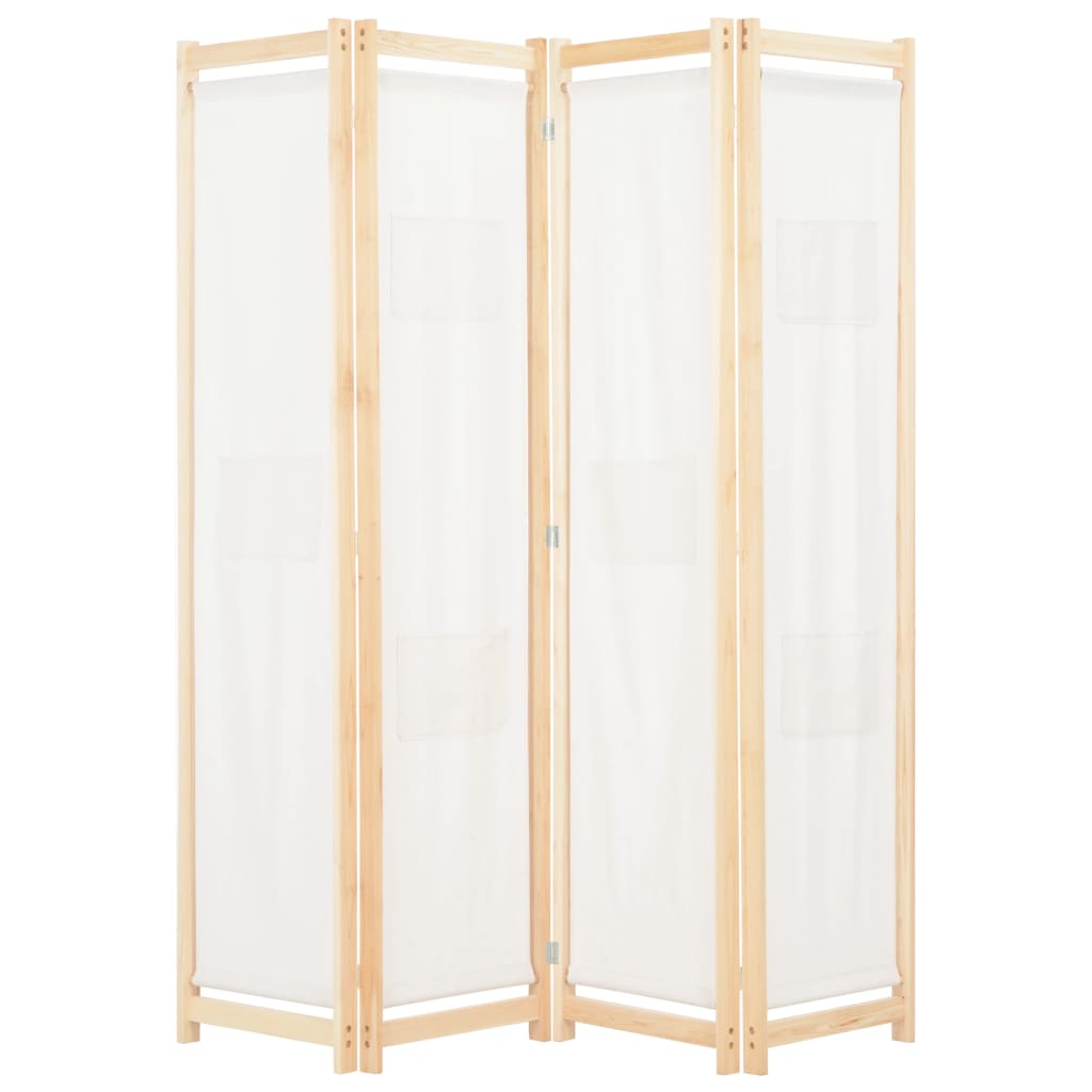 5-teiliger Raumteiler Creme 200 x 170 x 4 cm Stoff