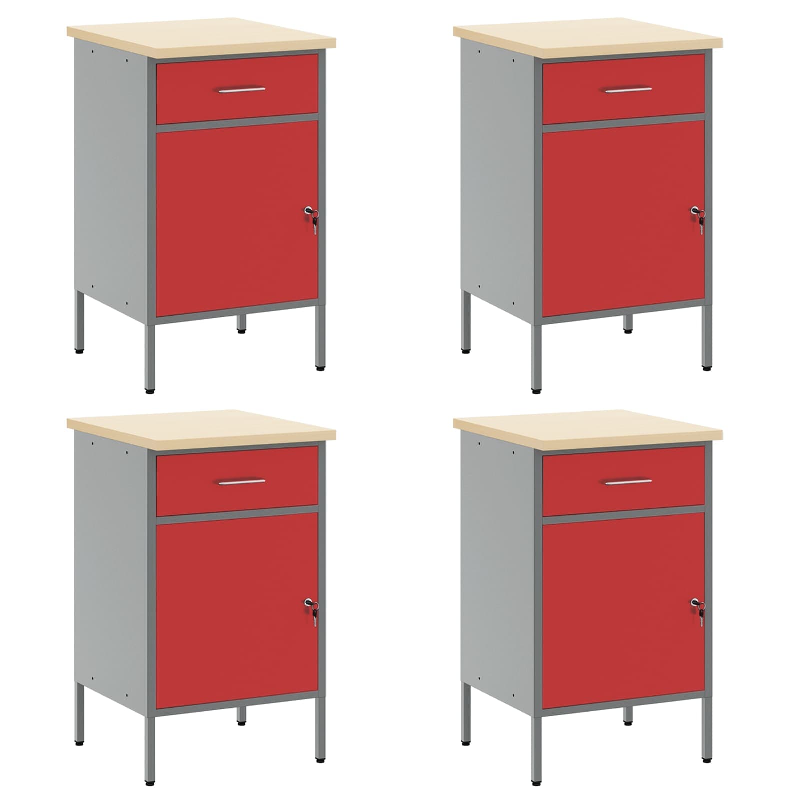 Arbeitsschrankset mit Schubladen mit Regal 8 pcs Grau