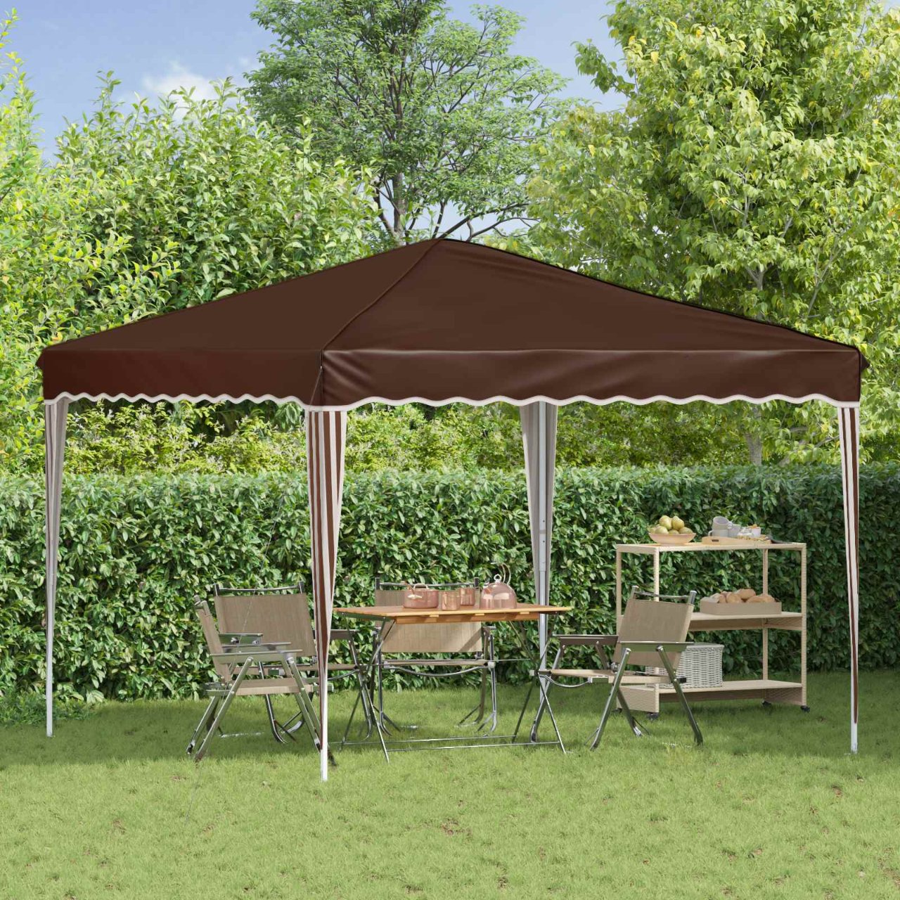 Pop-up Partyzelt 288 x 288 x 245 cm Creme Oxford-Stoff