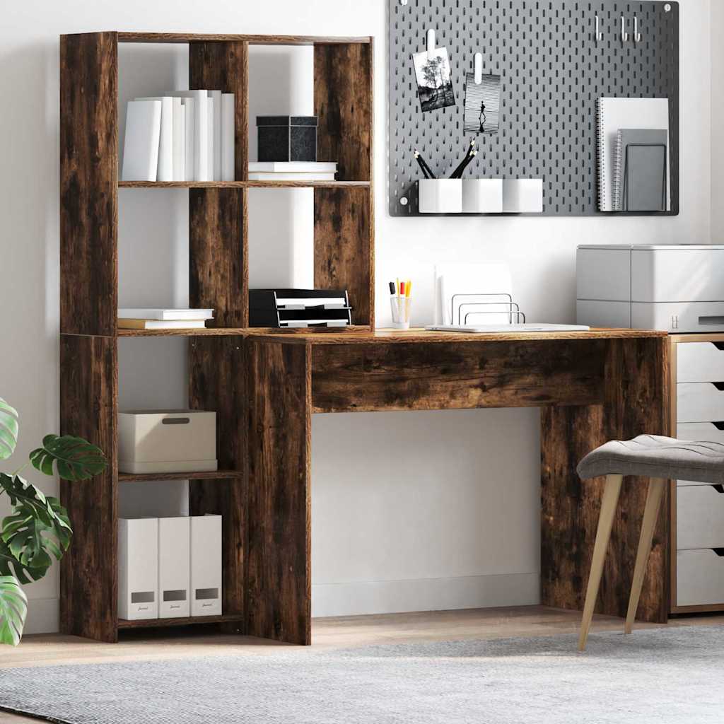Schreibtisch mit Regal Weiß 138,5 x 55 x 143 cm Holzwerkstoff