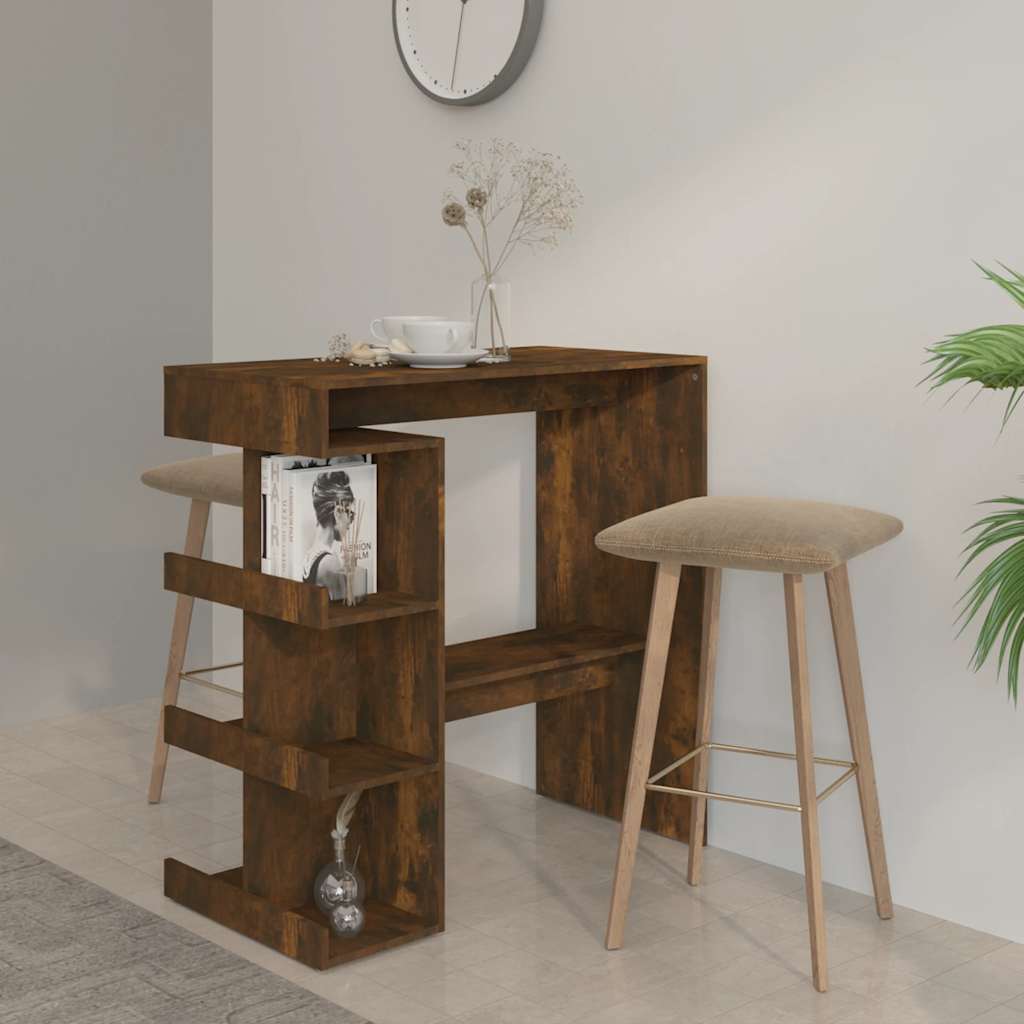 Bartisch mit Regal Weiß 100x50x101,5 cm Holzwerkstoff