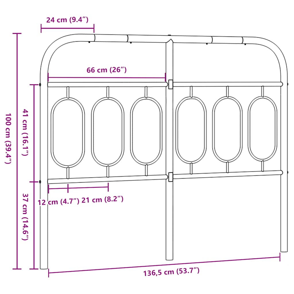 Ersatz-Kopfteil Metall Schwarz 75 cm