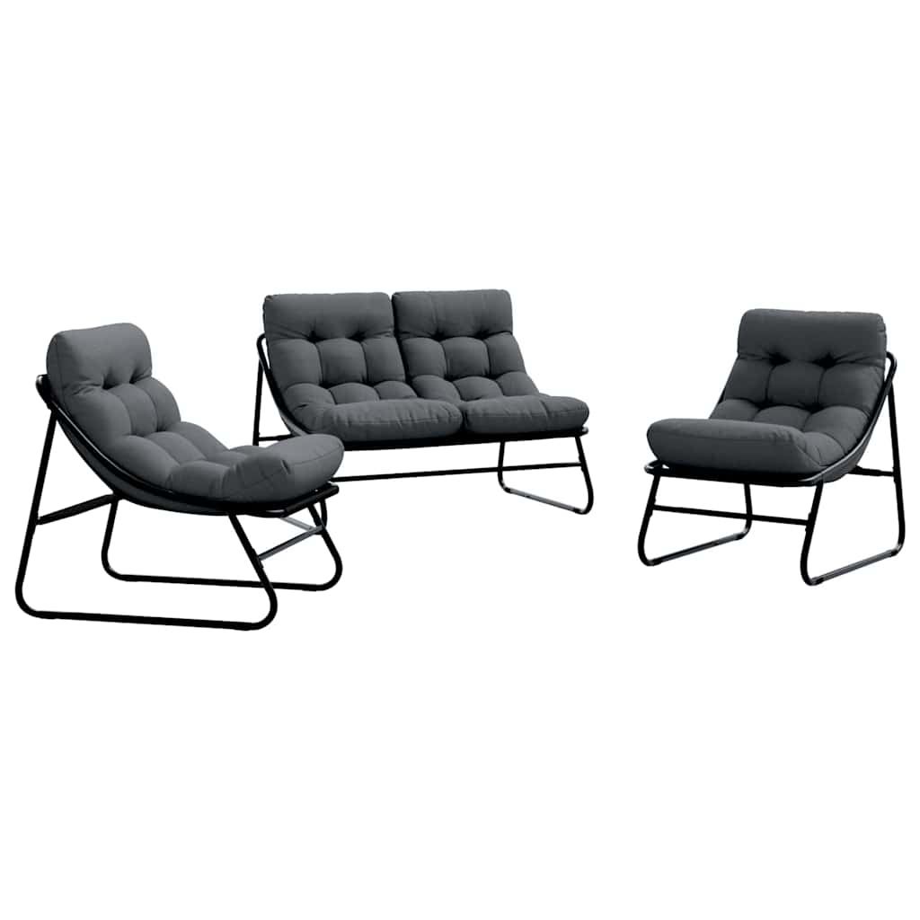 gartenmöbel mit Kissen 2 pcs Schwarz 60,5 x 81 x 71 cm
