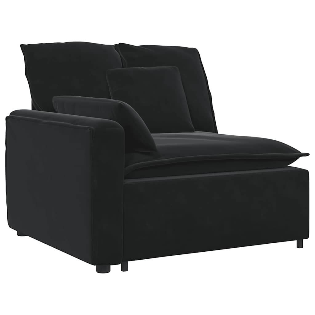 Modulares Sofa Endmodul mit Armlehne Kissen Blau 100 cm