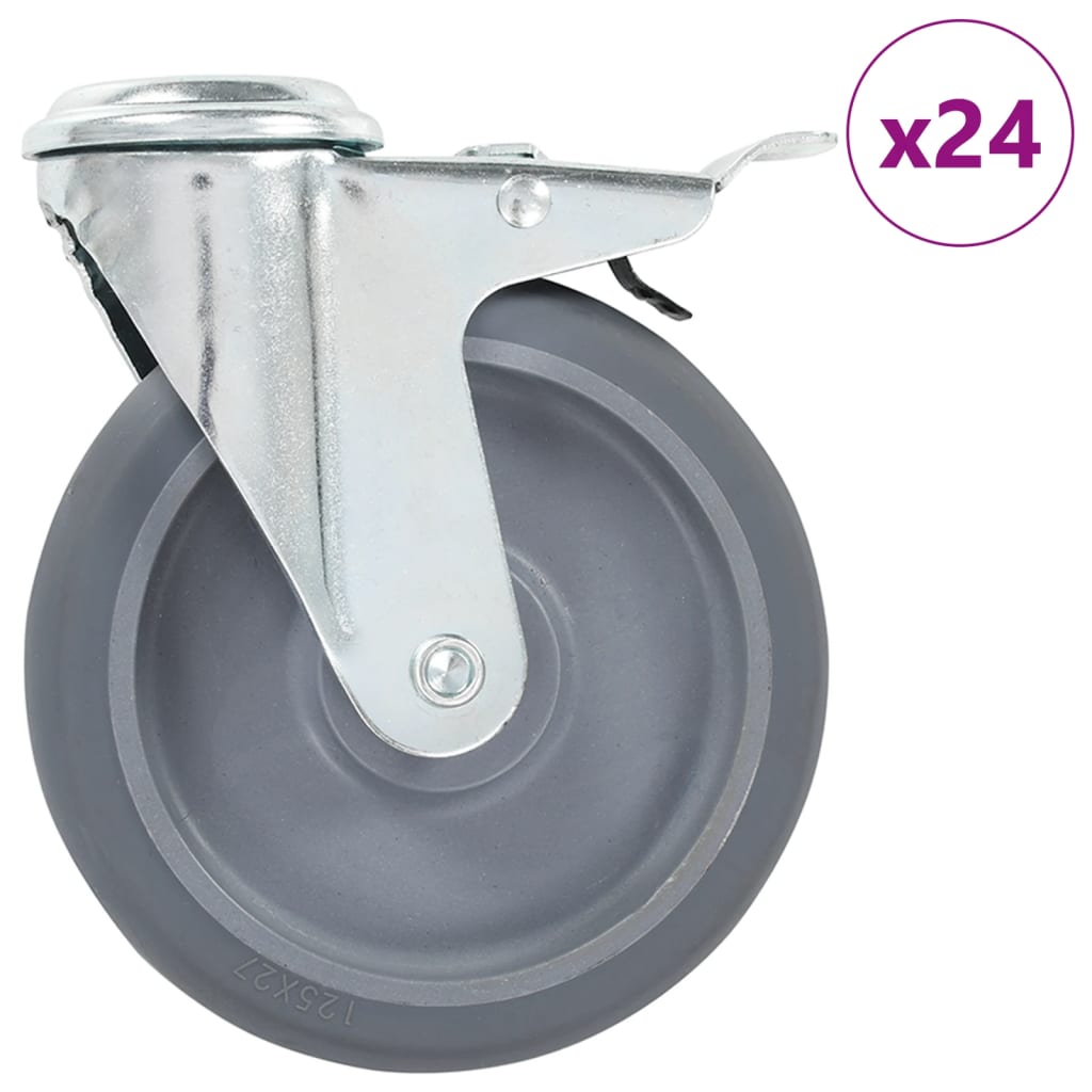 Lenkrollen mit Bolzenloch und Doppelbremsen 4 Stk. 125 mm