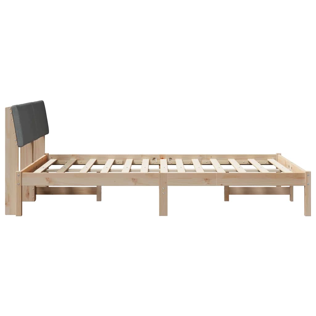 Bettgestell Braun und hellgrau 200 x 200 cm Massivholz Kiefer