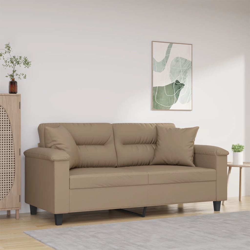 2-Sitzer-Sofa mit Zierkissen Weinrot 120 cm Kunstleder