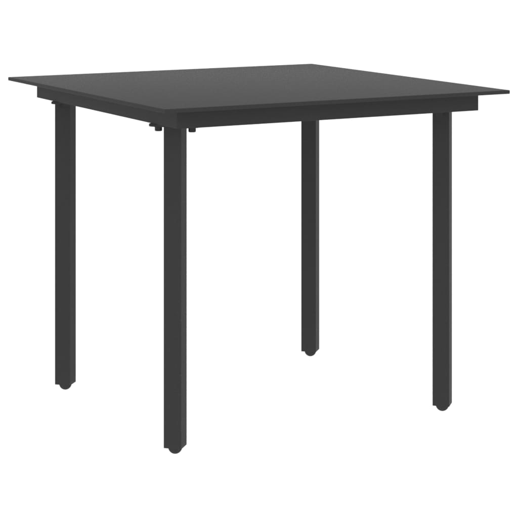 Garten-Esstisch Schwarz 150x80x74 cm Stahl und Glas
