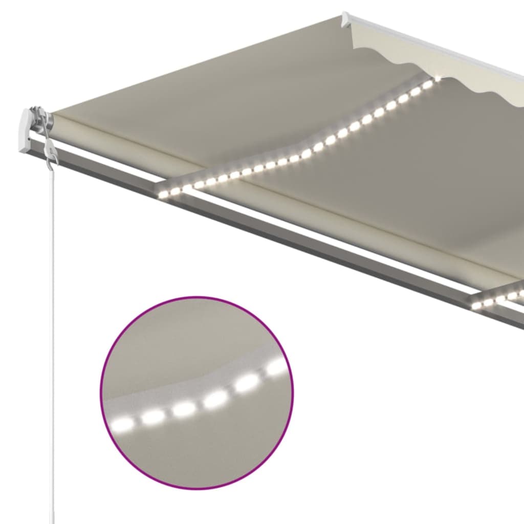 Markise Manuell Einziehbar mit LED 300x250 cm Blau und Weiß