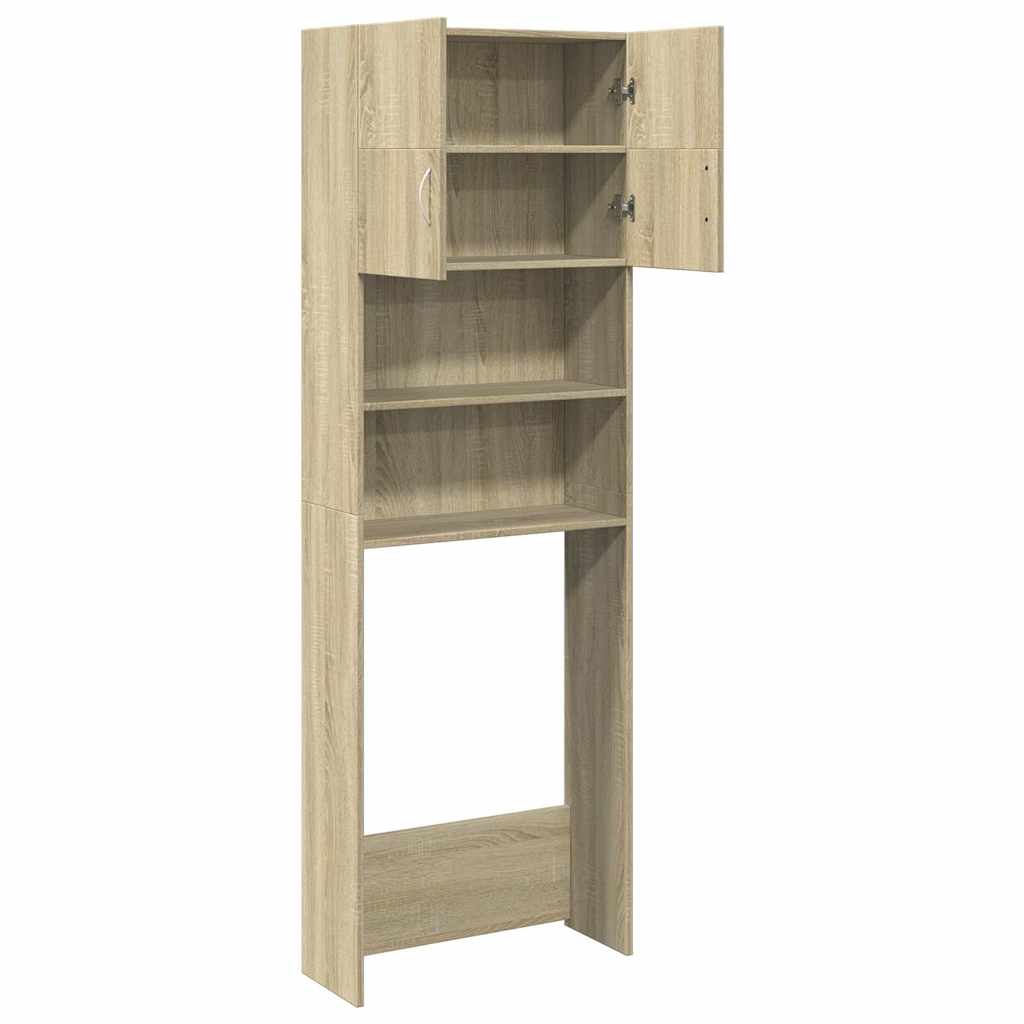 Waschmaschinenschrank Weiß 64x25,5x190 cm Holzwerkstoff