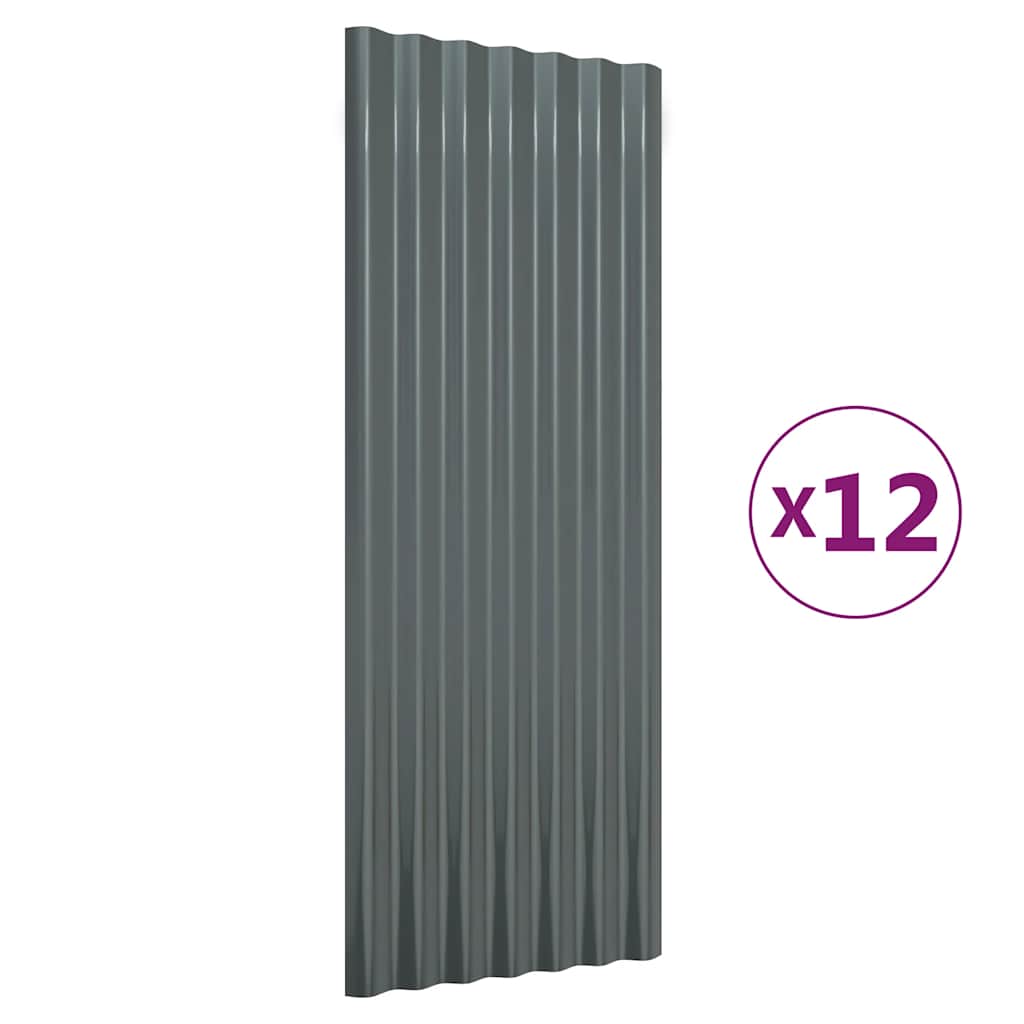 Dachpaneele 12 Stk. Verzinkter Stahl Grün 100x36 cm
