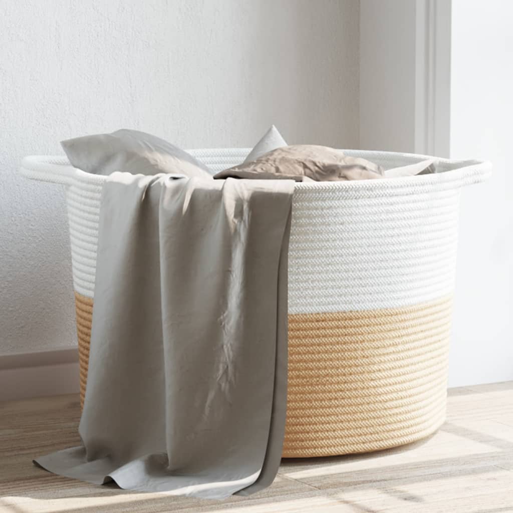 Wäschekorb Grau und Weiß Ø55x36 cm Baumwolle