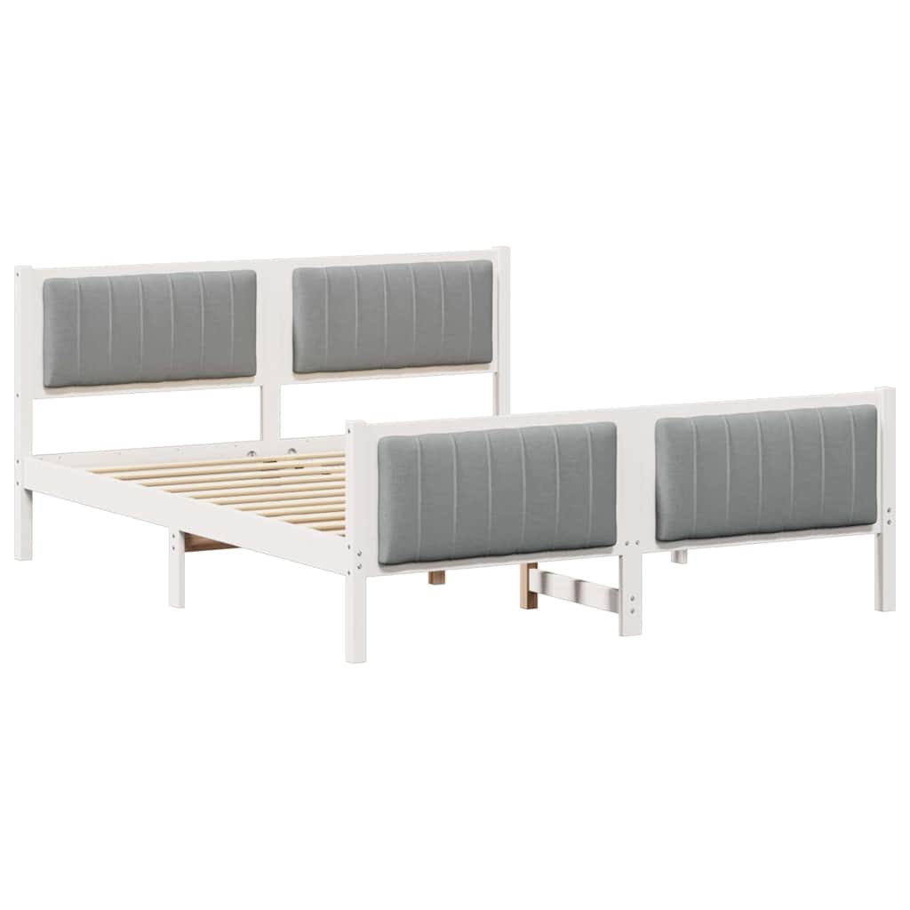 Bettgestell Braun und hellgrau 200 x 200 cm Massivholz Kiefer