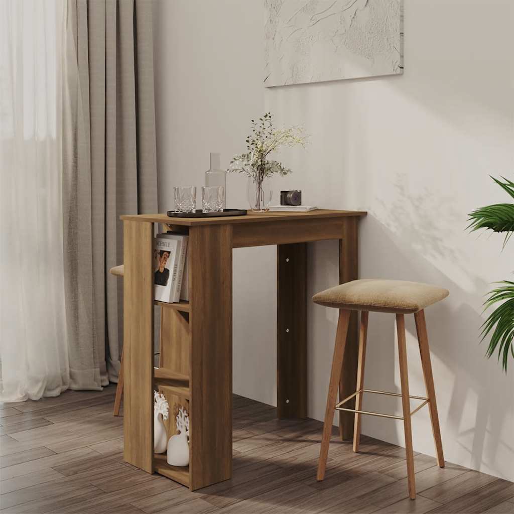 Bartisch mit Regal Weiß 102x50x103,5 cm Holzwerkstoff