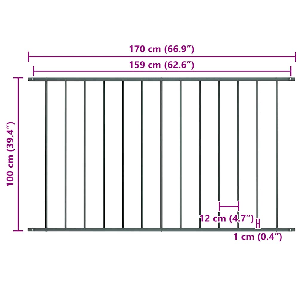 Zaunelement Woerden Pulverbeschichteter Stahl 1,7 x 0,75 m Schwarz