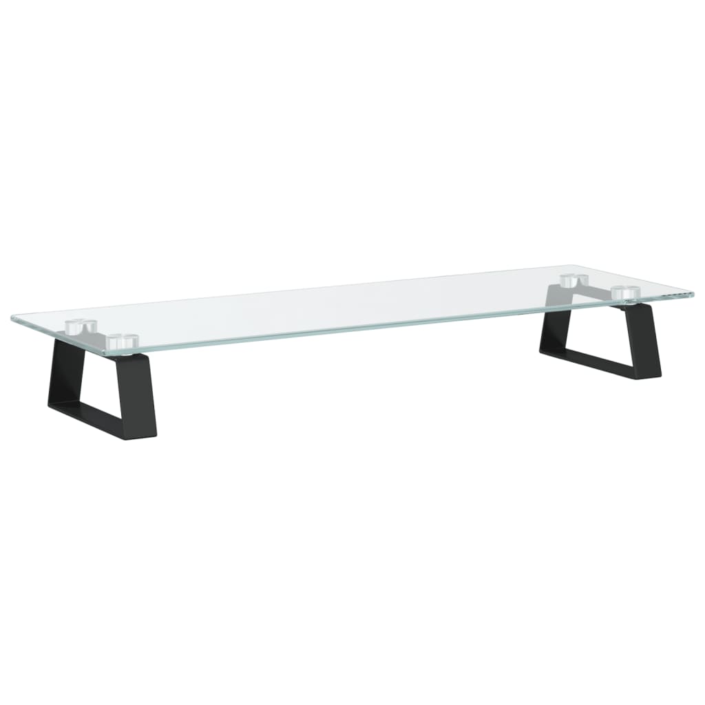 Monitorständer Weiß 60x20x8 cm Hartglas und Metall