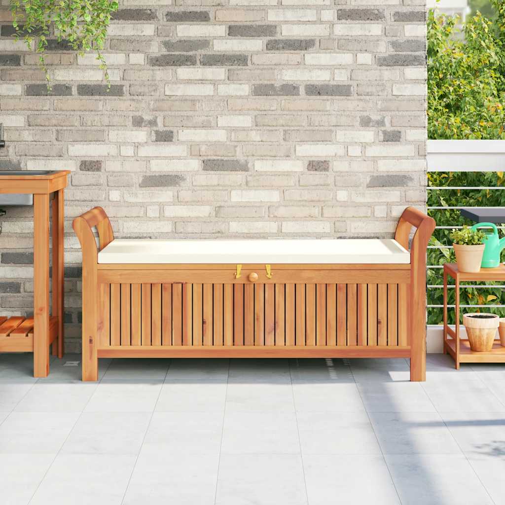 Garten-Truhenbank mit Kissen 91 cm Massivholz Akazie