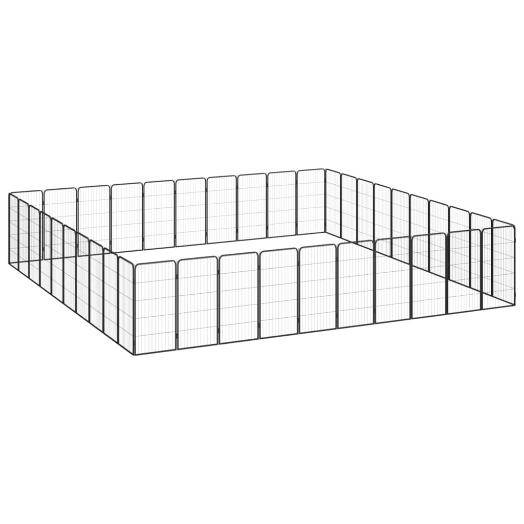 4-tlg. Hundelaufstall Schwarz 50x100cm Stahl Pulverbeschichtung