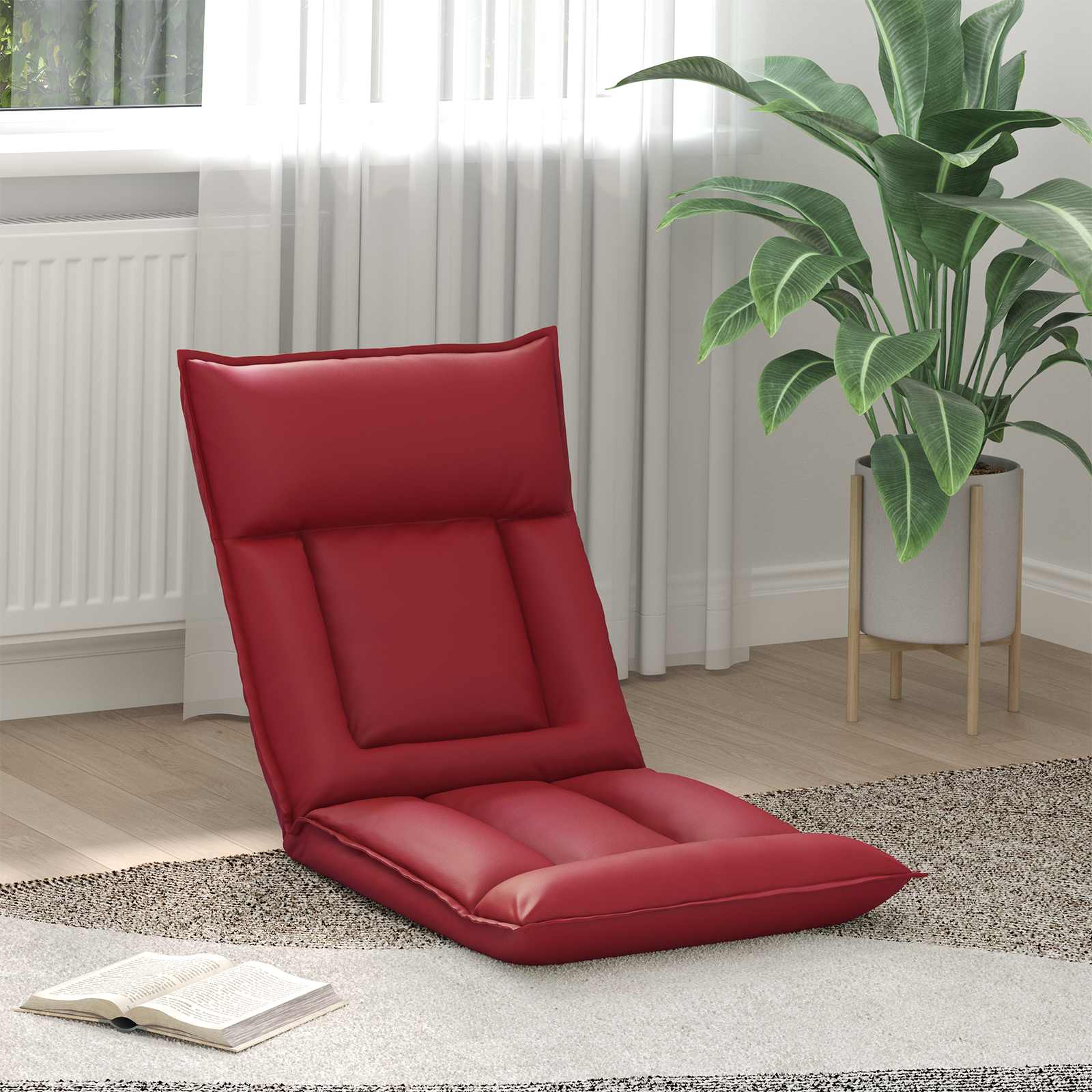 Verstellbarer Fußsessel Creme Kunstleder