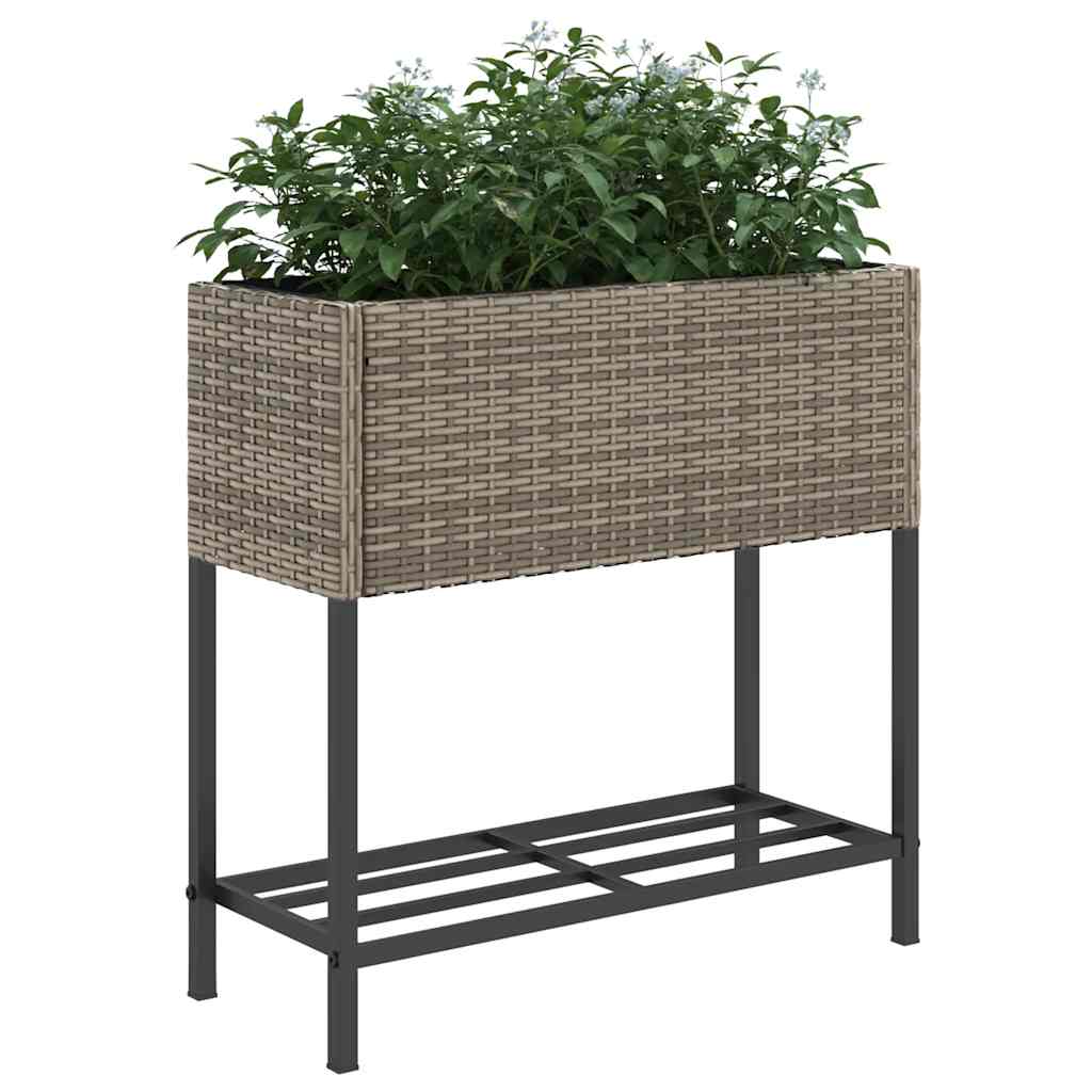 Hochbeete mit Ablage 2 Stk. Schwarz 70x28x70 cm Poly Rattan