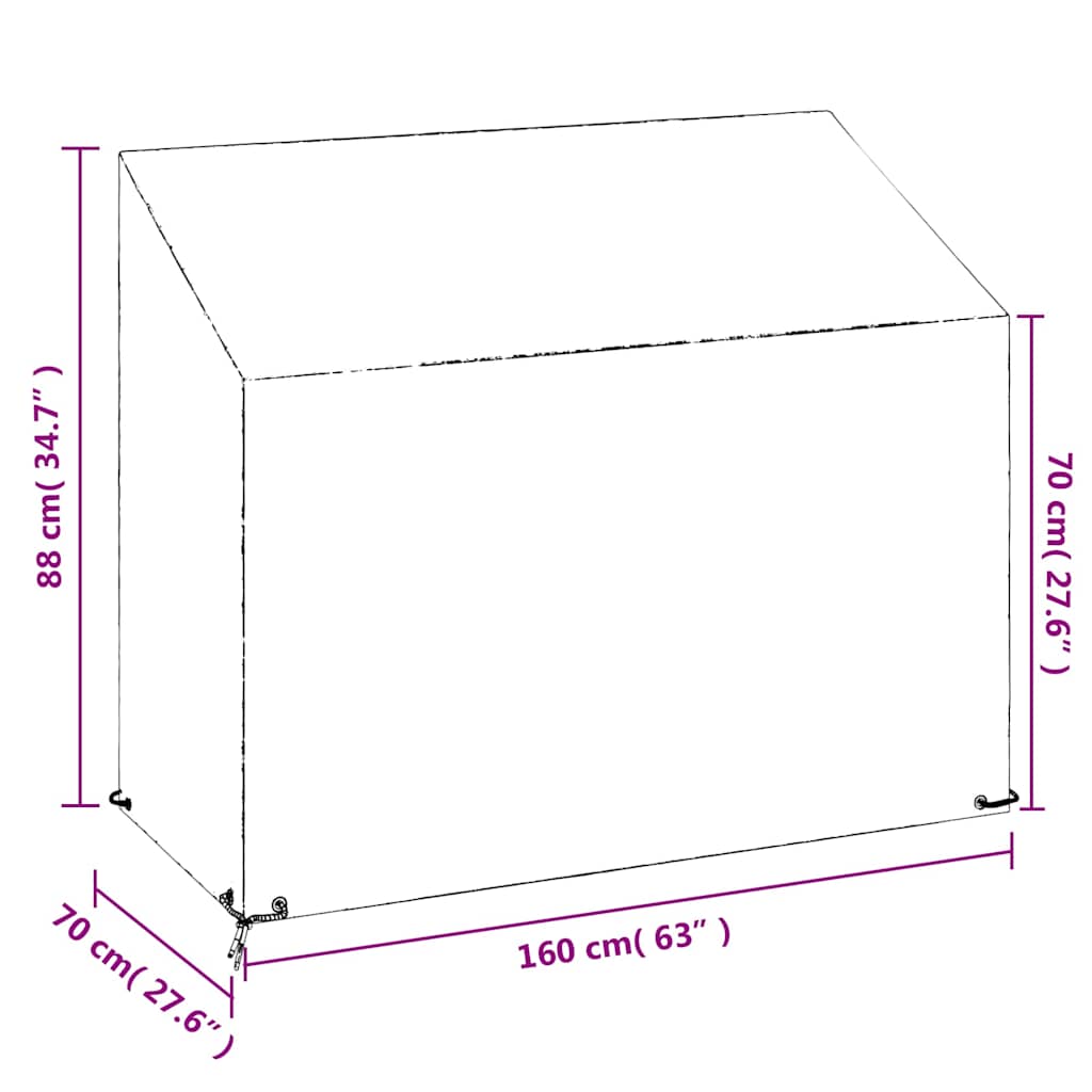 Abdeckungen für Gartenbank 2 Stk. 8 Ösen 130x70x70/88 cm