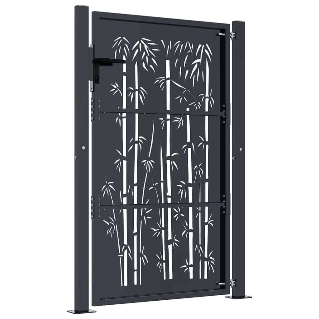 Gartentor Anthrazit 100x75 cm Stahl Bambus-Design