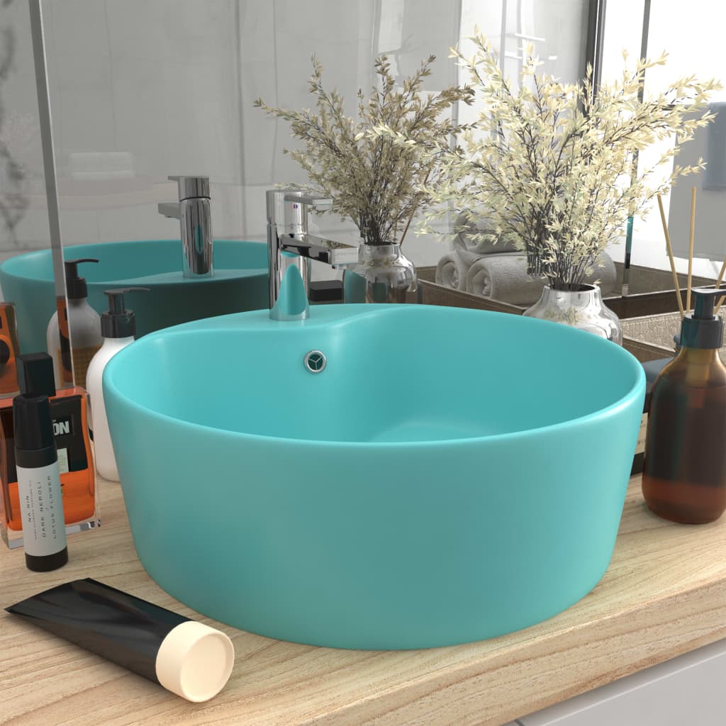 Luxus-Waschbecken mit Überlauf Matt-Weiß 36x13 cm Keramik