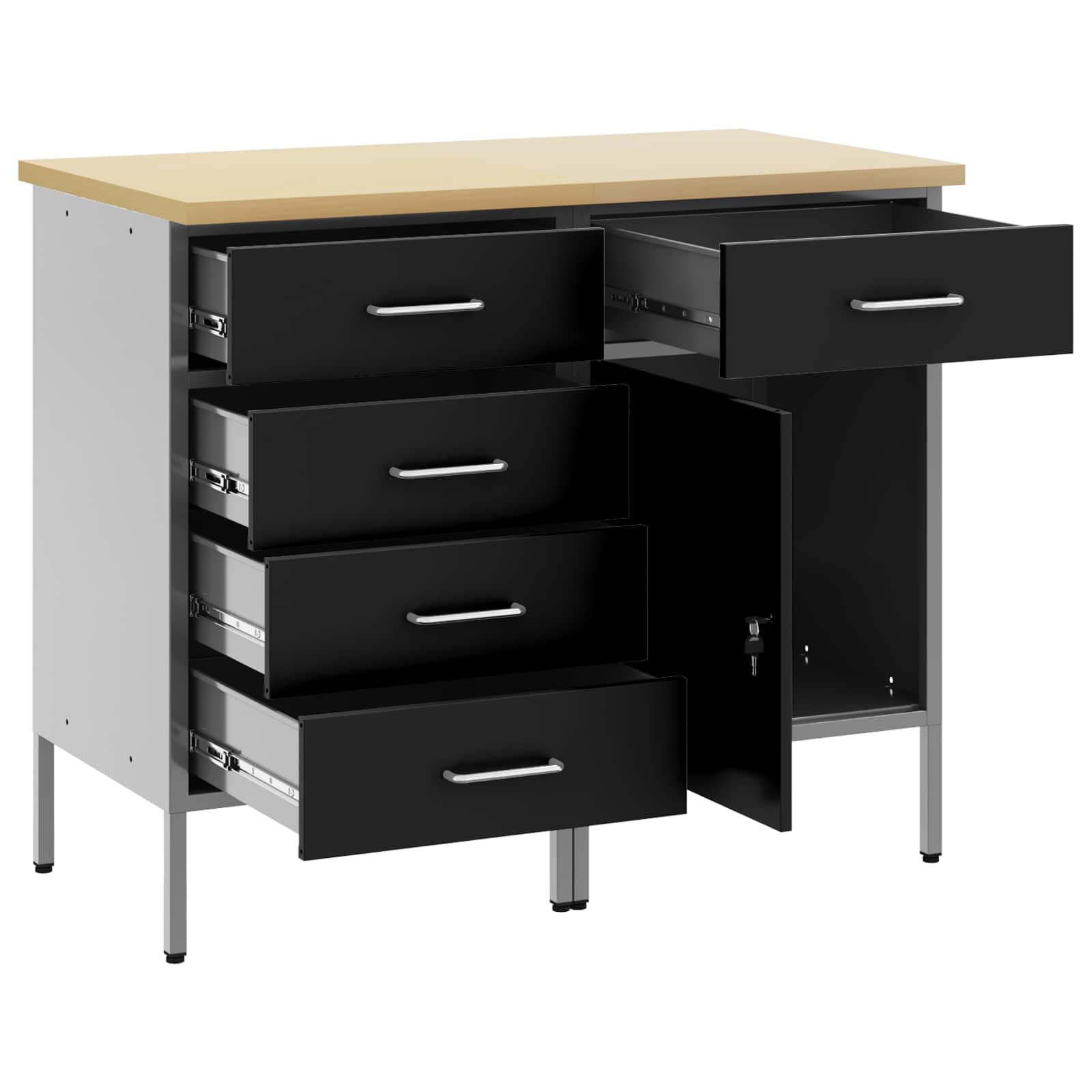 Werkbank mit Schubladen 2 pcs Rot und Grau 100 x 55 x 85 cm