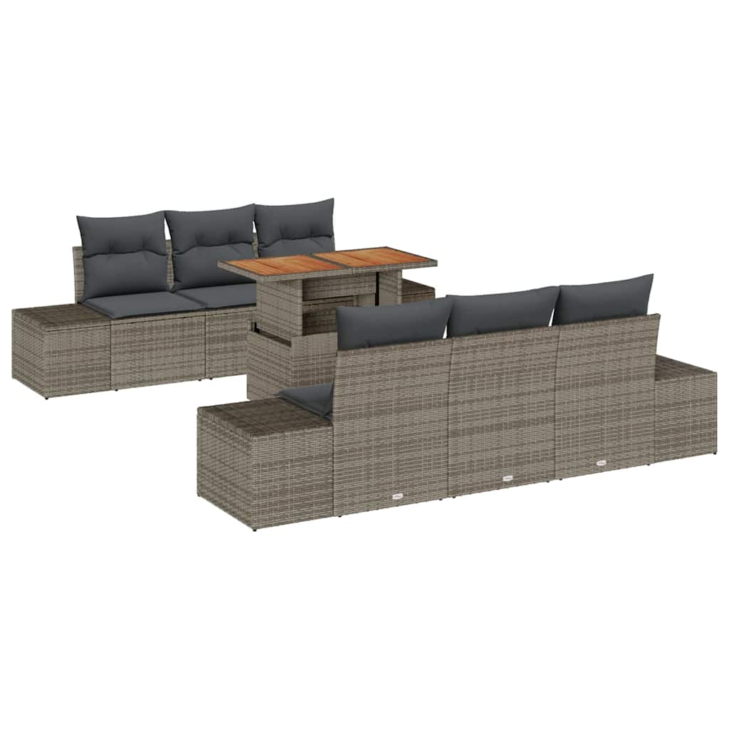 Garten Essgruppe mit Kissen 7 pcs Schwarz und Creme