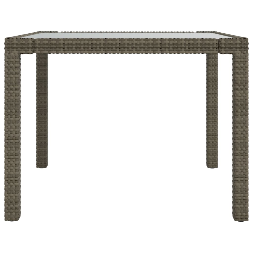 Gartentisch 150x90x75 cm Hartglas und Poly Rattan Grau