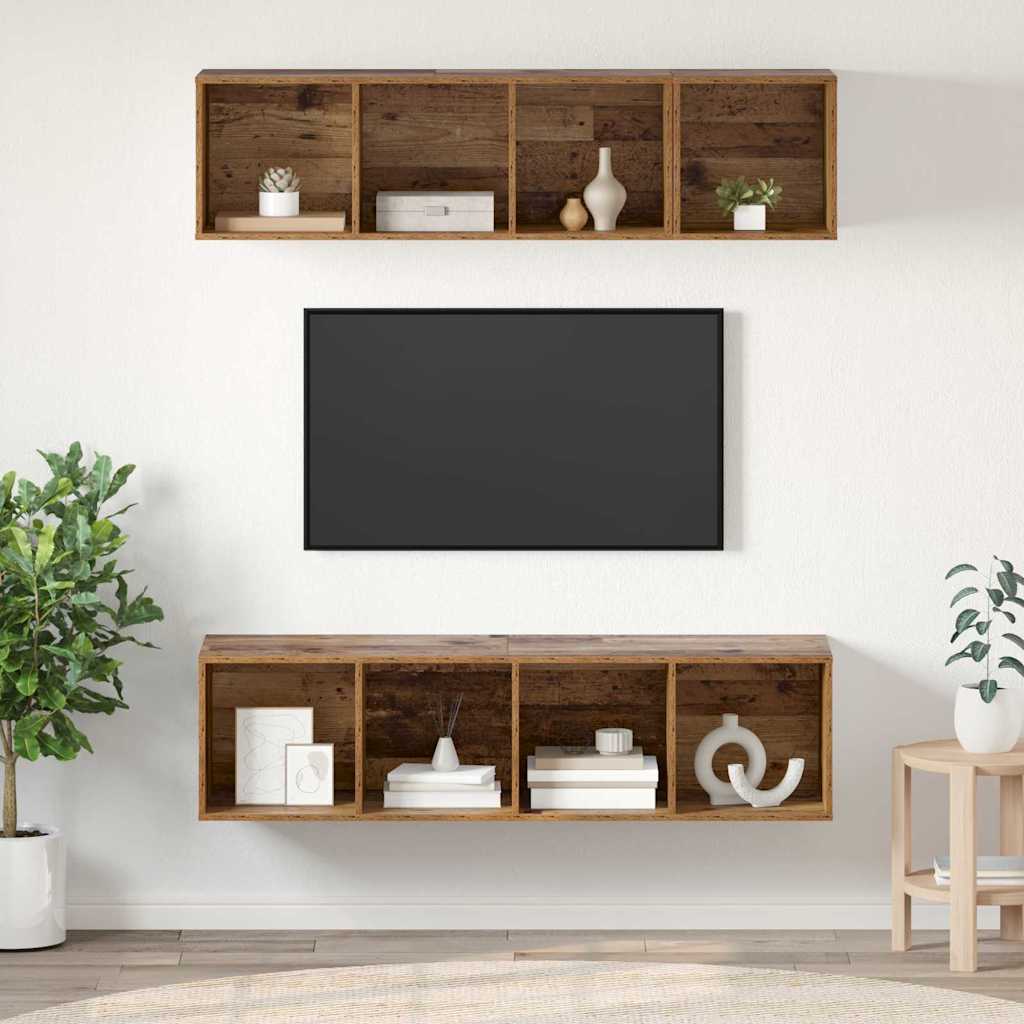 3-tlg. TV-Schrank-Set Grau Holzwerkstoff