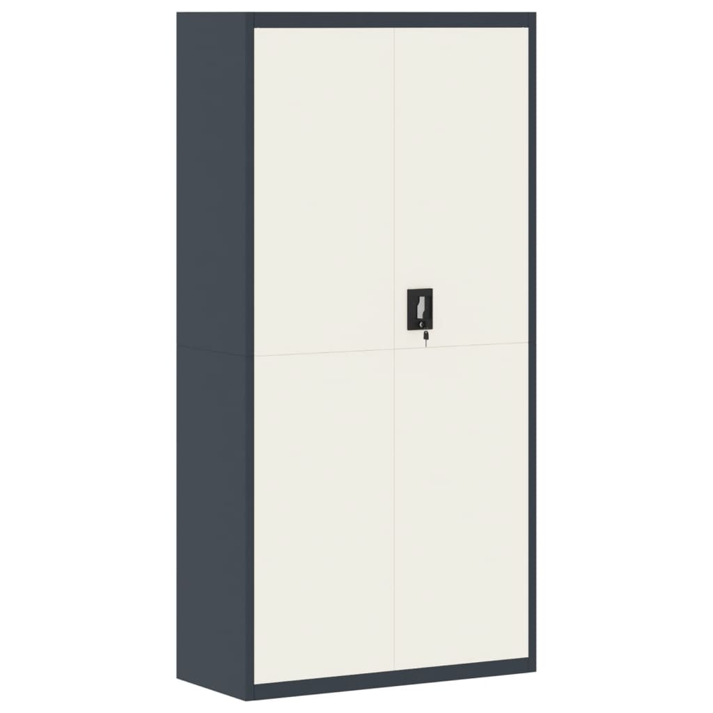 Aktenschrank mit 2 Türen Grau 90 cm Stahl