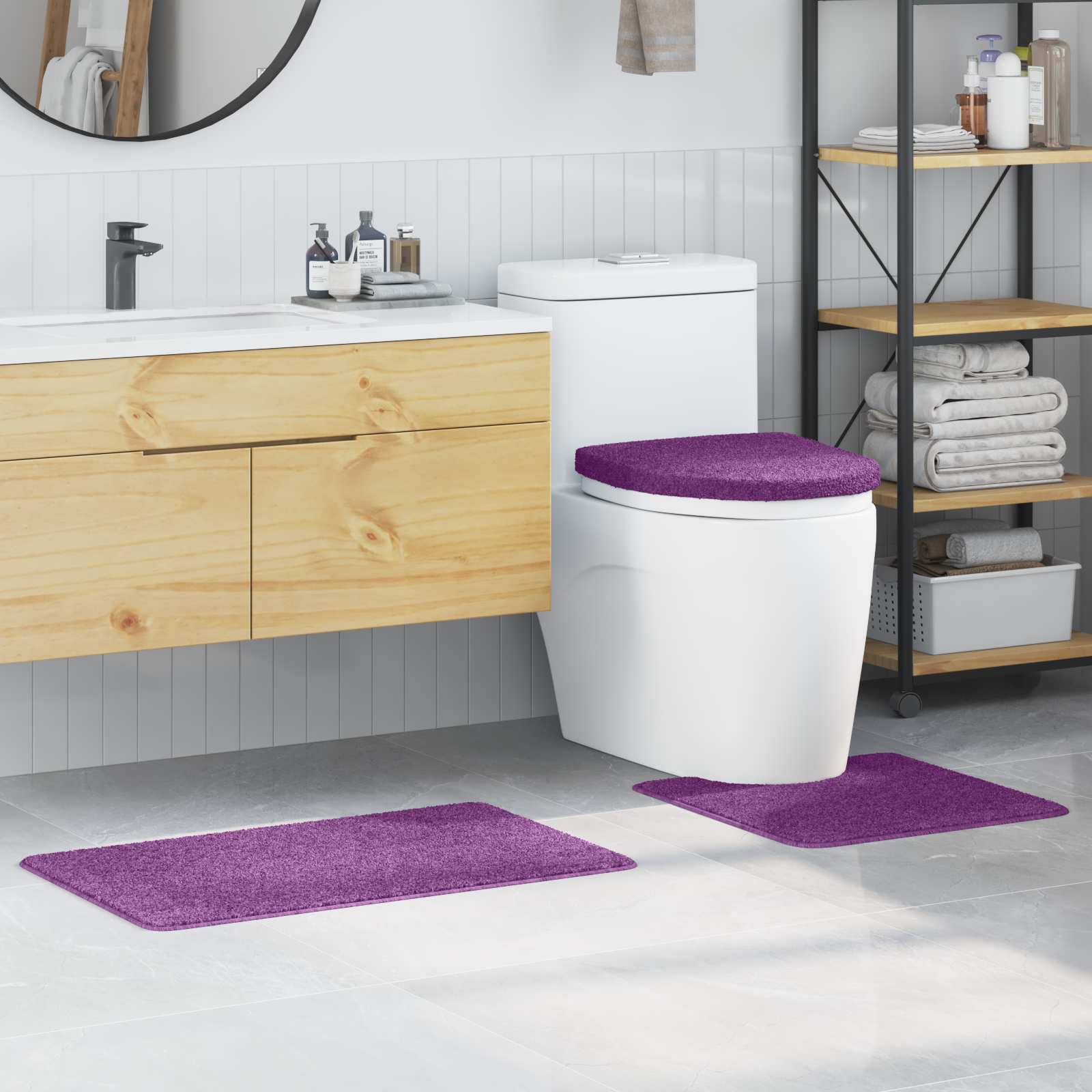 Anti-Rutsch Badematten-Set 3 pcs Grau PP