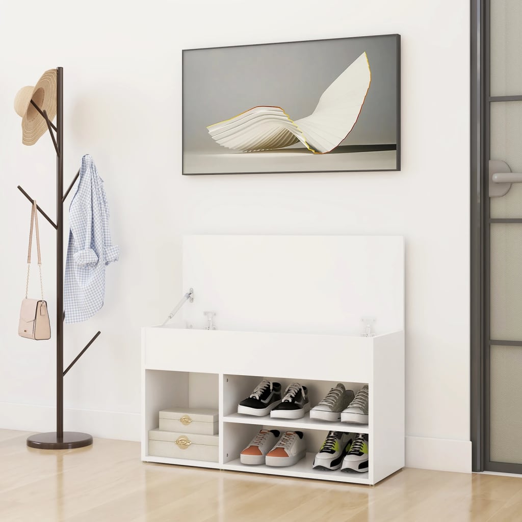 Schuhbank Weiß 60x30x45 cm Holzwerkstoff