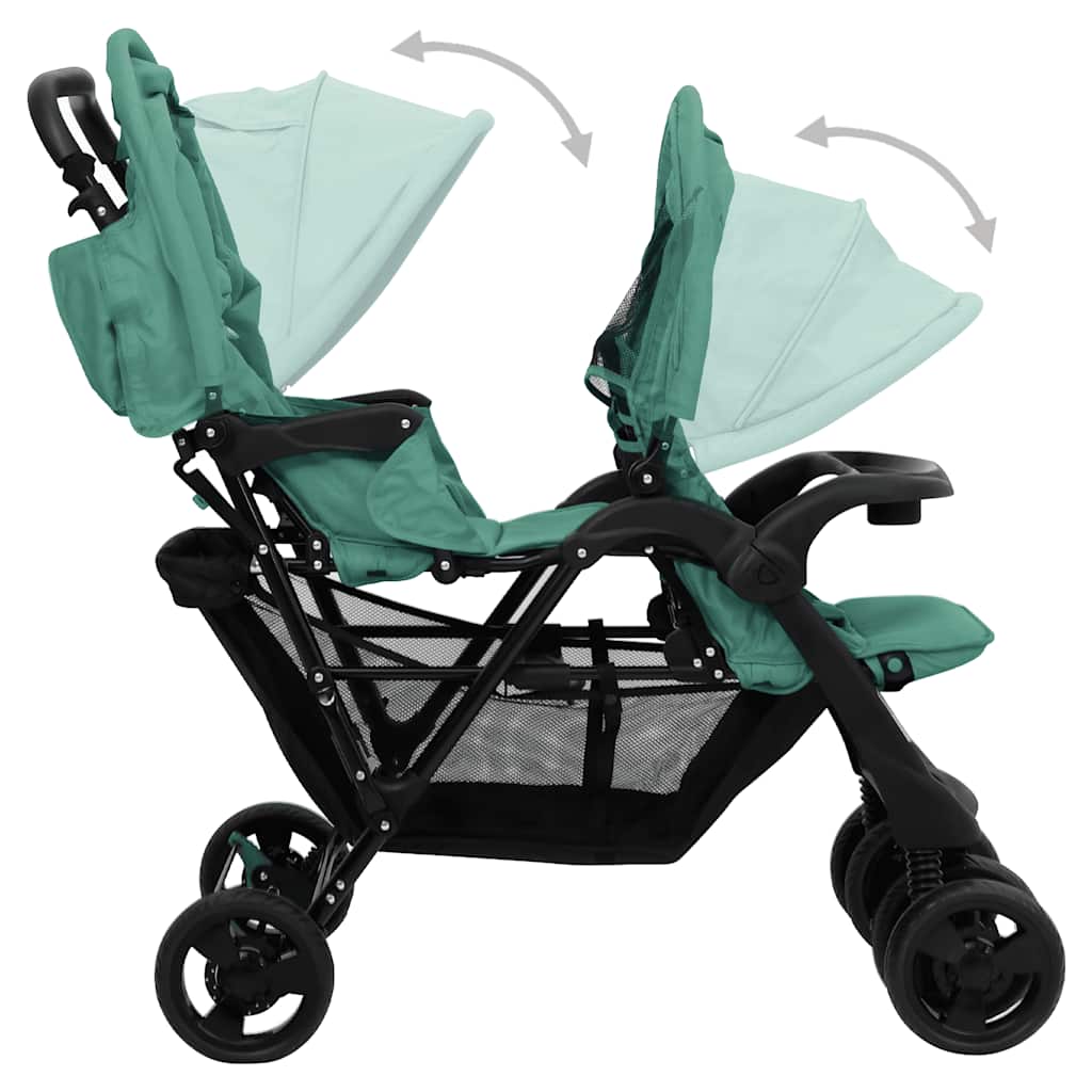 Tandem-Zwillingskinderwagen Dunkelgrau Stahl
