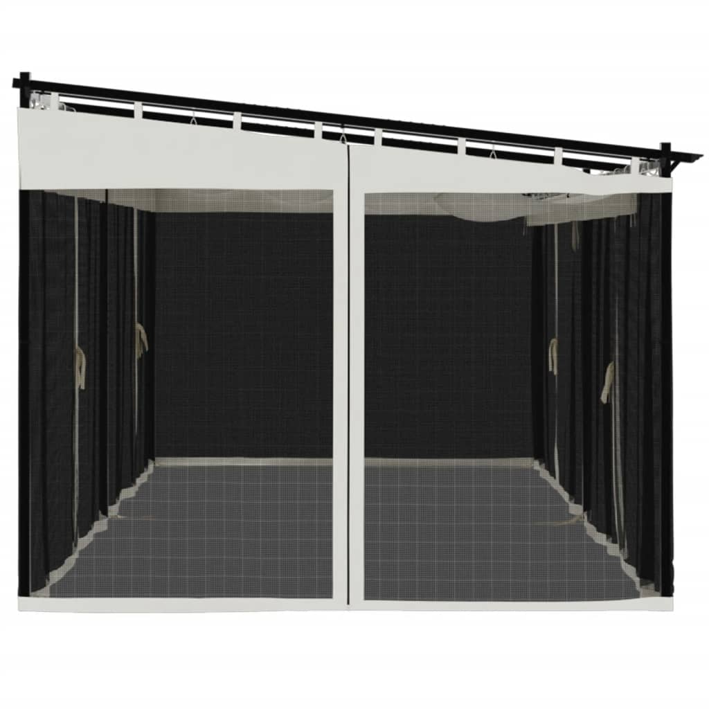 Pavillon mit Netzwände Creme 3x3 m Stahl