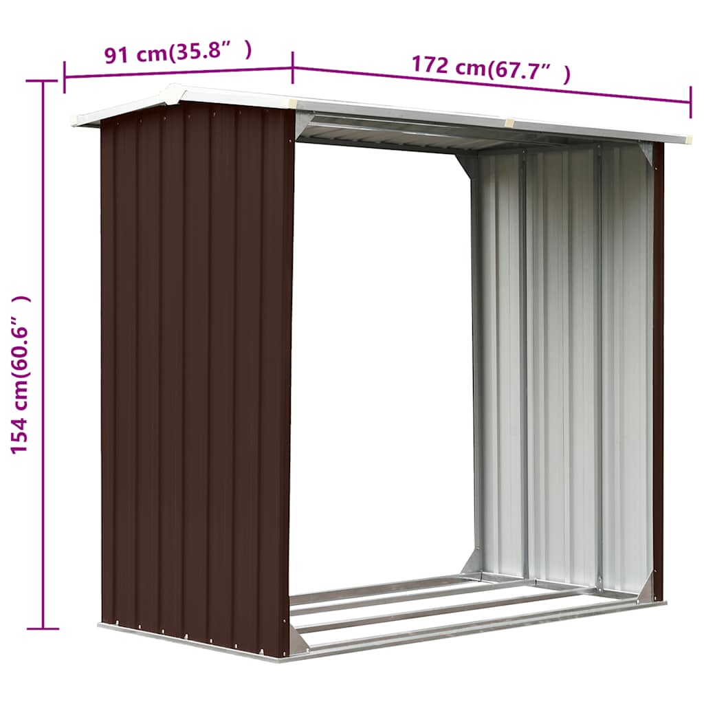 Brennholzlager Verzinkter Stahl 172 x 91 x 154 cm Grau