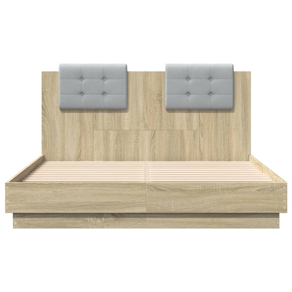 Bettgestell mit Kopfteil Grau Sonoma 180x200 cm Holzwerkstoff