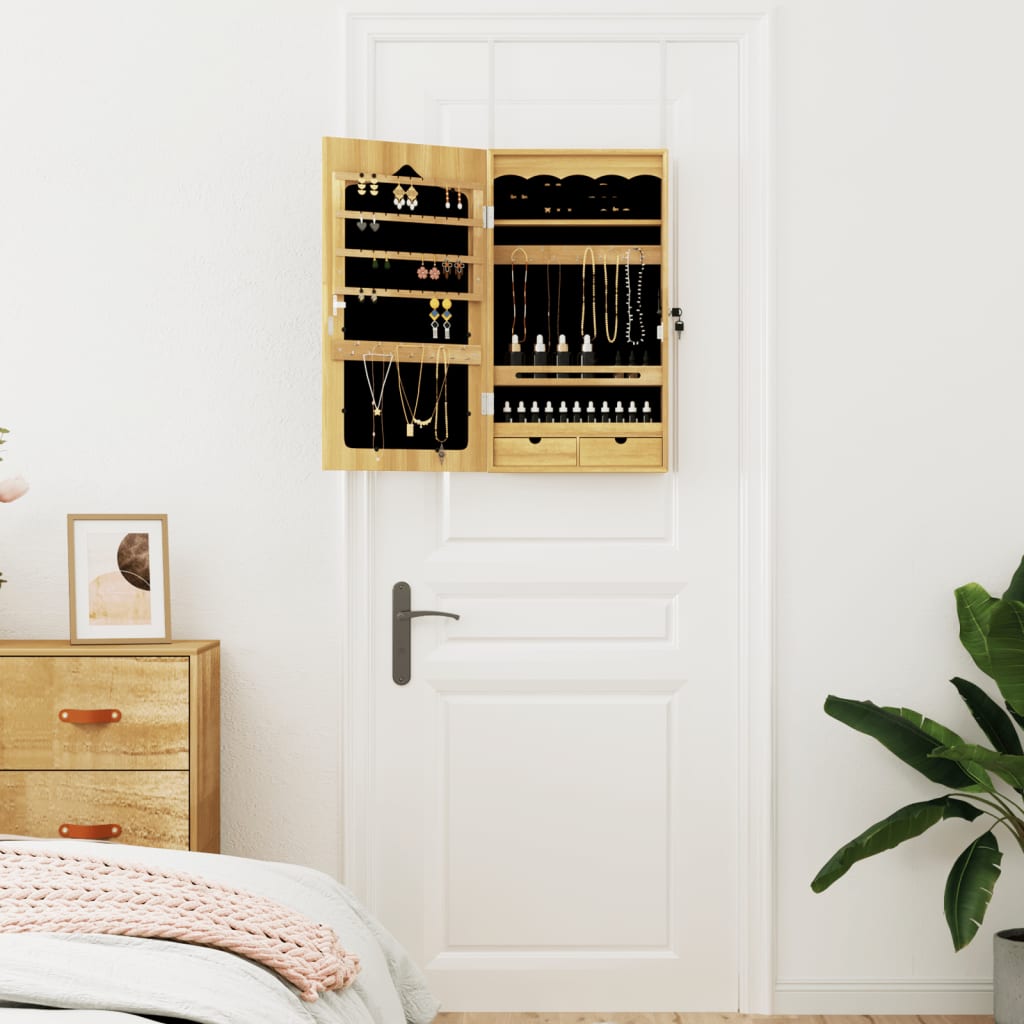 Schmuckschrank mit Spiegel Wandmontage Weiß 37,5x10x106 cm